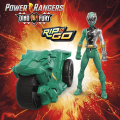 Power Rangers Sabertooth Battle Rider & Dino Fury Vehicle (Green) Rip N Go