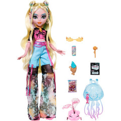 Monster High Lagoona Blue Core Doll in Mesh Tee Cargo Pants and Pet Fish Neptuna