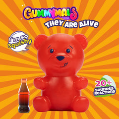 Gummymals Squishy Gummy Interactive Pet Bear with 10 Reactions & Sounds - Red