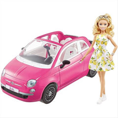 Barbie Doll And Pink Fiat 500 Car Vehicle