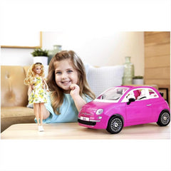 Barbie Doll And Pink Fiat 500 Car Vehicle