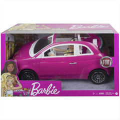 Barbie Doll And Pink Fiat 500 Car Vehicle