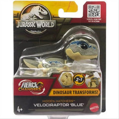 Jurassic World Fierce Changers Hidden Hatchers Dinosaur 2 in 1 - Velociraptor Blue