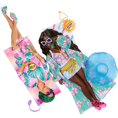 Barbie Extra Doll with Beach Fashion Fly Hat and Tropical Coverup Oversized Bag