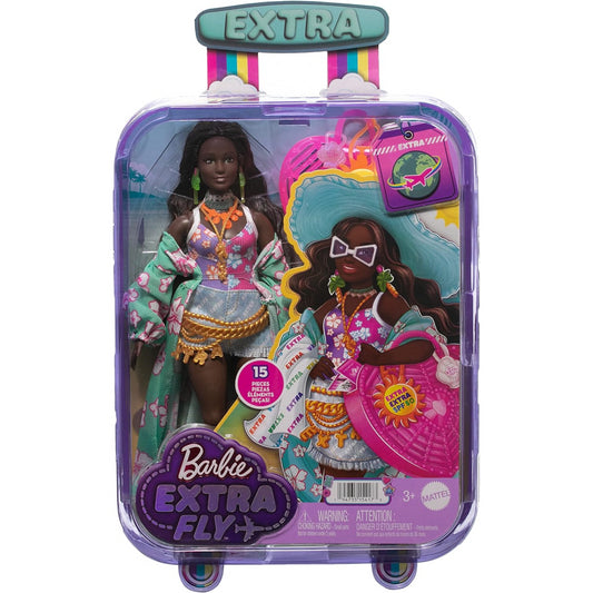 Barbie Extra Doll with Beach Fashion Fly Hat and Tropical Coverup Oversized Bag