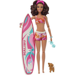 Barbie Beach Doll With Surfboard and Puppy