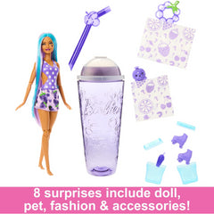 Barbie Pop Reveal Fruit Series Colour Changing Doll with Blue Hair - Grape Fizz