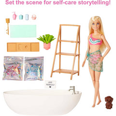 Barbie Doll and Bathtub Playset with Puppy Colorful Confetti & Accessories