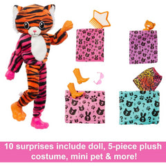 Barbie Cutie Reveal Doll and Accessories with Tiger Plush Costume & 10 Surprises