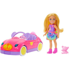 Barbie Chelsea Doll & Toy Car Set with Bear Themed Convertible & Teddy Bear