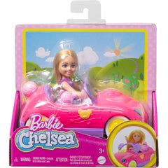 Barbie Chelsea Doll & Toy Car Set with Bear Themed Convertible & Teddy Bear