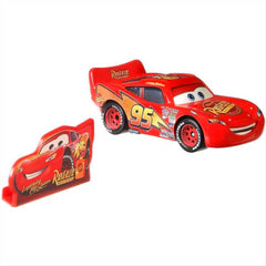 Disney Cars 3 Childrens Detailed Toy Vehicle - Lightning Mcqueen With Sign