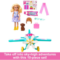 Barbie Chelsea Can Be Doll & Plane Playset & 7 Accessories