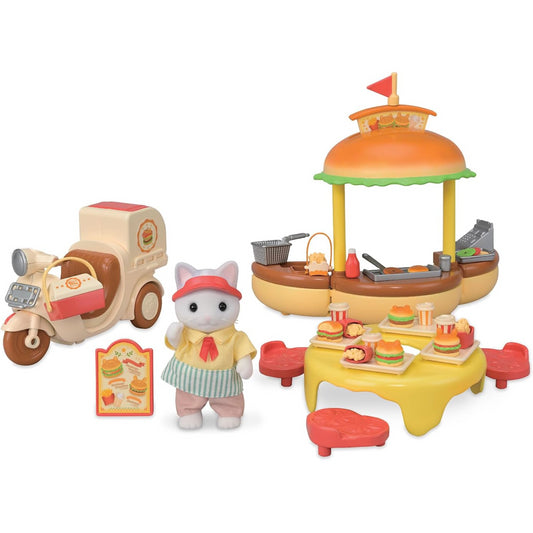 Sylvanian Families - Hamburger Stand and 1 Doll