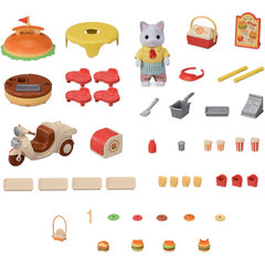 Sylvanian Families - Hamburger Stand and 1 Doll