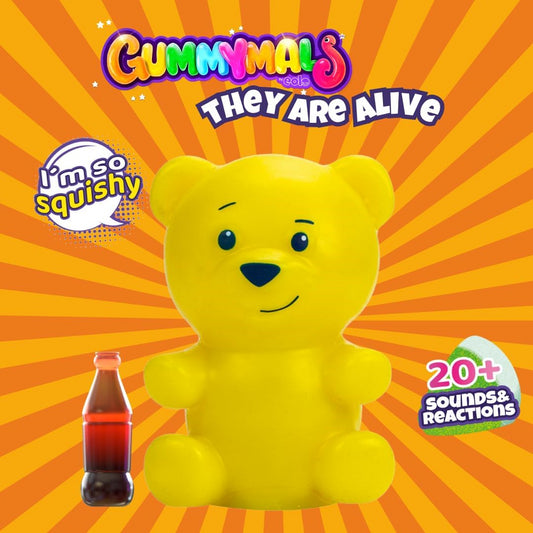 Gummymals Squishy Gummy Interactive Pet Bear with 10 Reactions & Sounds - Yellow