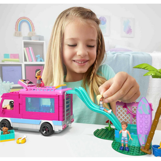 Mega Construx Barbie Building Toy Set Dream Camper Adventure 580Pcs