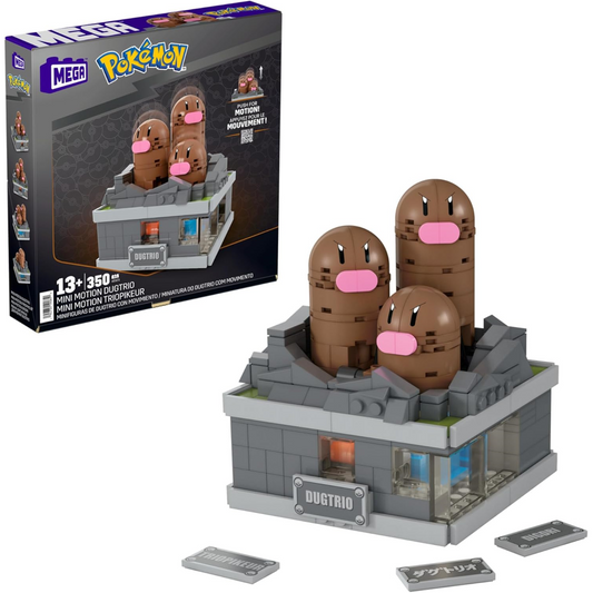 Mega Pokemon Mini Motion Dugtrio with Pop Up Motion