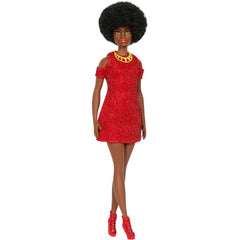 Barbie Fashionista Doll 65th Anniversary #221 Natural Black Hair Red Dress