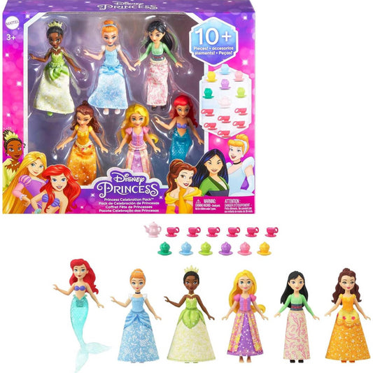 Disney Princess Toys Small 6 Posable Dolls with Sparkling Clothing & Accessories