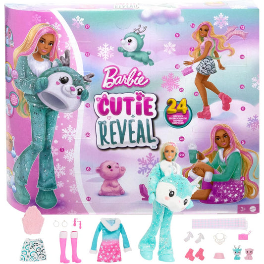 Barbie Cutie Reveal Doll and Christmas Advent Calendar with 24 Suprises