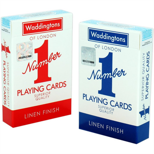 Waddingtons of London Set of 2 Number 1 Playing Cards Blue & Red