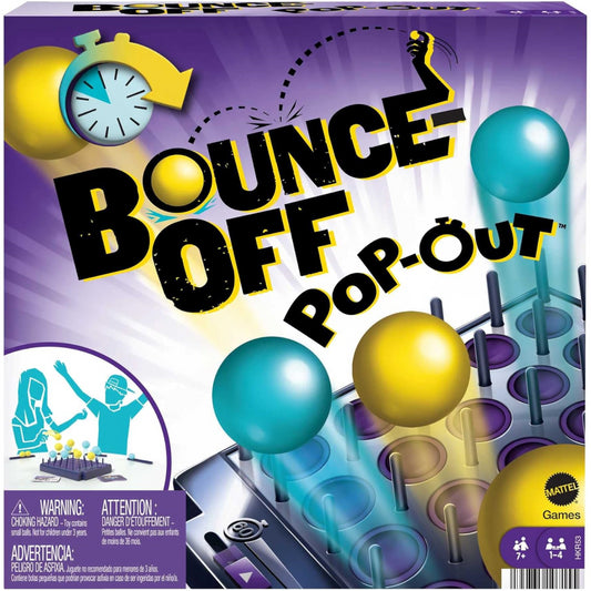 Mattel Bounce Off Pop Out Party Game with 16 balls and 20 Challenge Cards Game