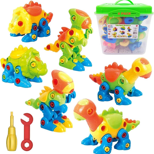 Toy Velt Dinosaur Pack of 6 Dinosaurs 218 Pieces Learning Toy (Damaged Box)