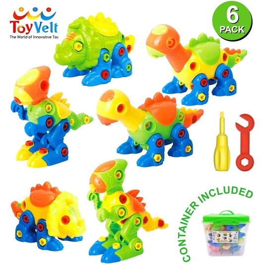 Toy Velt Dinosaur Pack of 6 Dinosaurs 218 Pieces Learning Toy (Damaged Box)