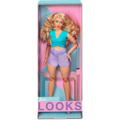 Barbie Looks Doll Blonde Curly Hair Block Outfit Curvy Body Style & Pose