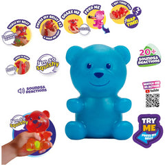 Gummymals Squishy Gummy Interactive Pet Bear with 10 Reactions & Sounds - Blue