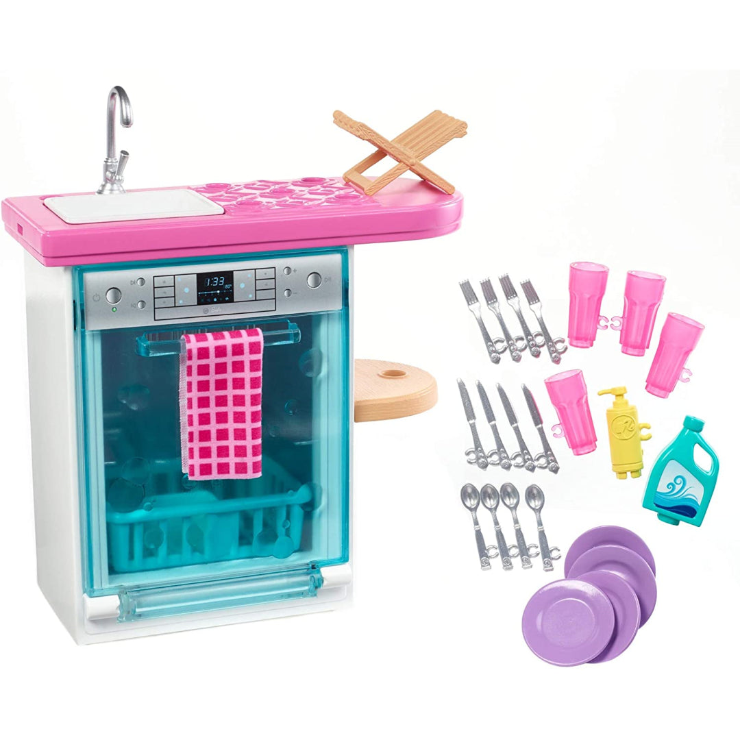 Barbie Indoor Furniture Set with Kitchen Dishwasher FXG35 - Maqio