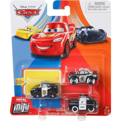 Disney Pixar Cars Mini Racers APB Sheriff and Officer Lightning McQueen 3 Pack