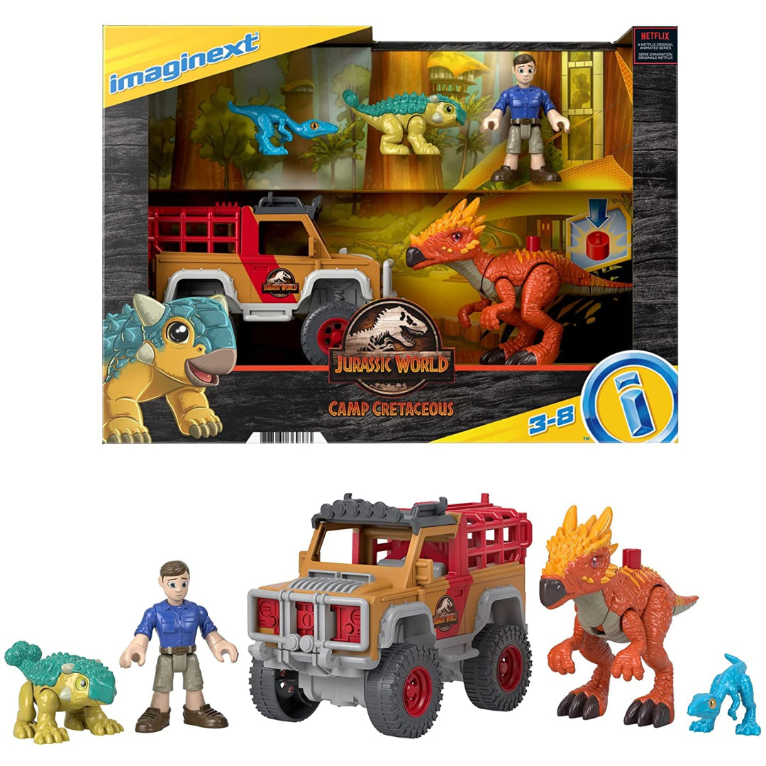 Imaginext Jurassic World Camp Cretaceous Runaway Dinos Vehicle Set - Maqio