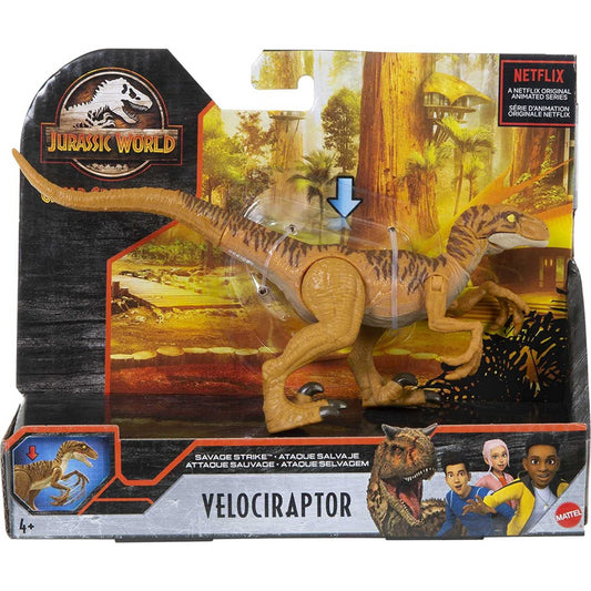 Jurassic World Savage Strike Feature Camp Cretaceous Figure - Brown Velociraptor