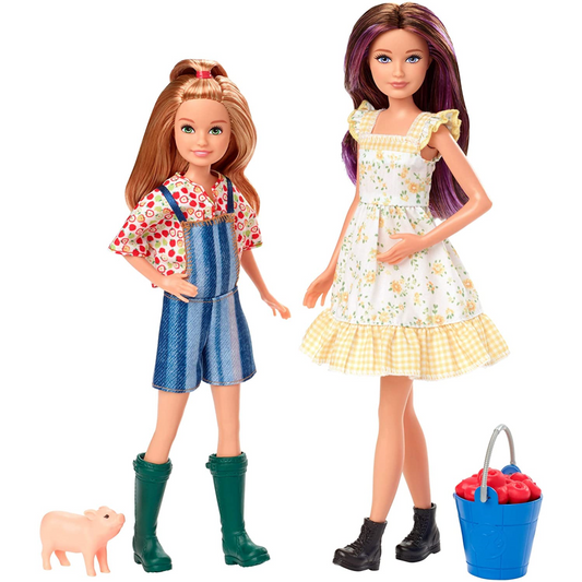 Barbie Sweet Orchard Farm Skipper and Stacie Dolls with Pig and Apples GHT16 - Maqio