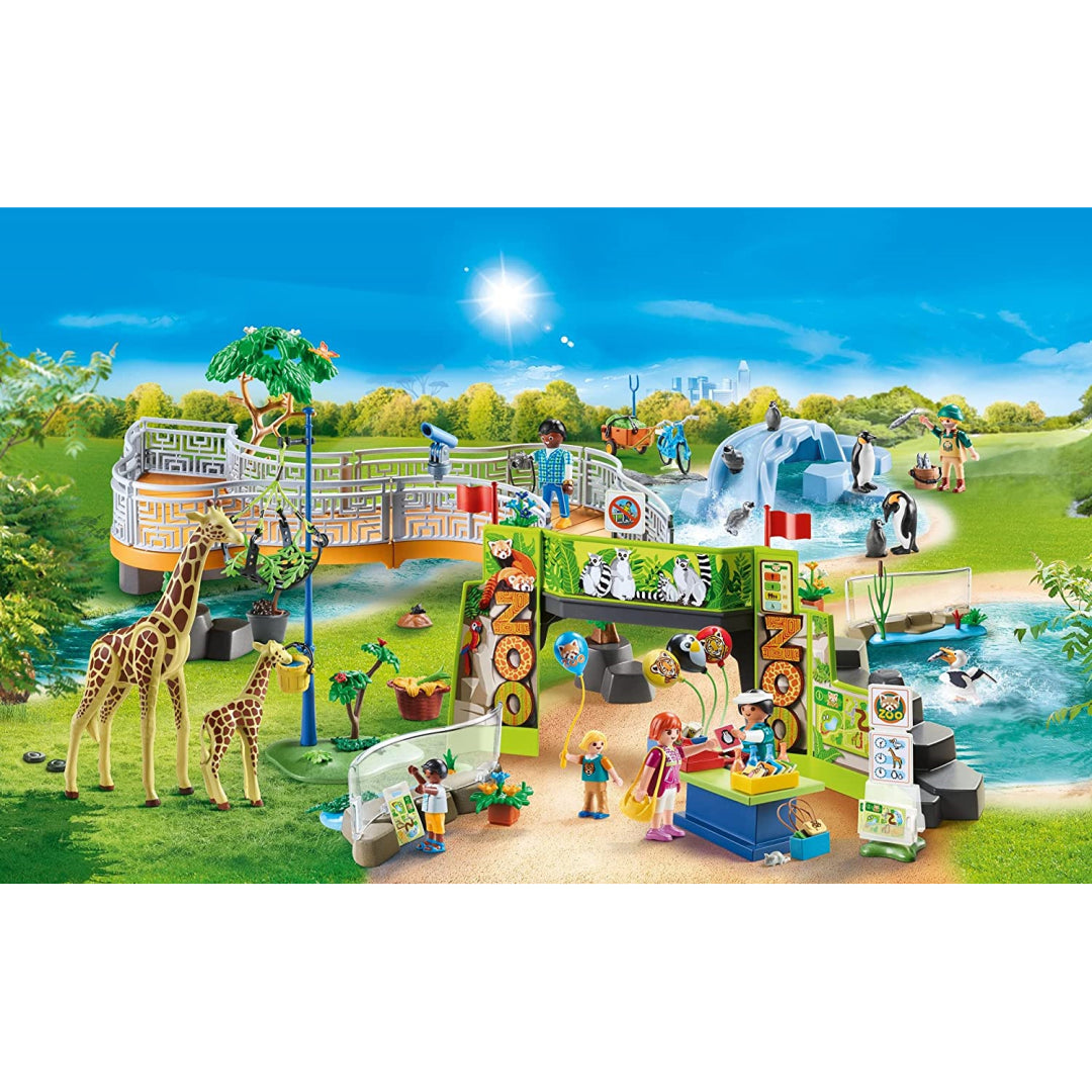 Playmobil Family Fun 213pc Large City Zoo Playset Animals Scenery Visitors - Maqio