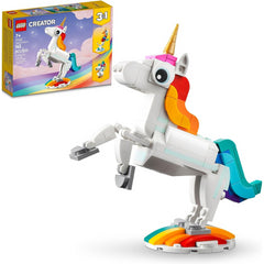 LEGO 31140 Creator 3 in 1 Magical Unicorn Toy to Seahorse & Peacock