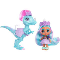 Cave Club Tots 3.5 inch Small Doll with Dinosaur & Curly Blue Hair - Unicorn