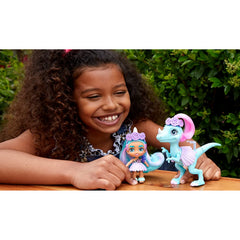 Cave Club Tots 3.5 inch Small Doll with Dinosaur & Curly Blue Hair - Unicorn