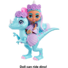 Cave Club Tots 3.5 inch Small Doll with Dinosaur & Curly Blue Hair - Unicorn