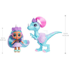 Cave Club Tots 3.5 inch Small Doll with Dinosaur & Curly Blue Hair - Unicorn