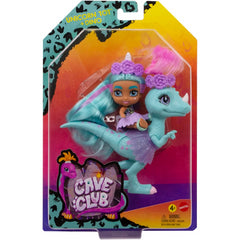 Cave Club Tots 3.5 inch Small Doll with Dinosaur & Curly Blue Hair - Unicorn