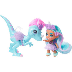 Cave Club Tots 3.5 inch Small Doll with Dinosaur & Curly Blue Hair - Unicorn