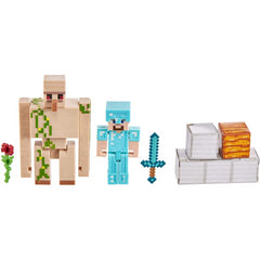 Minecraft Steve and Iron Golem Action Figures Playset - Maqio