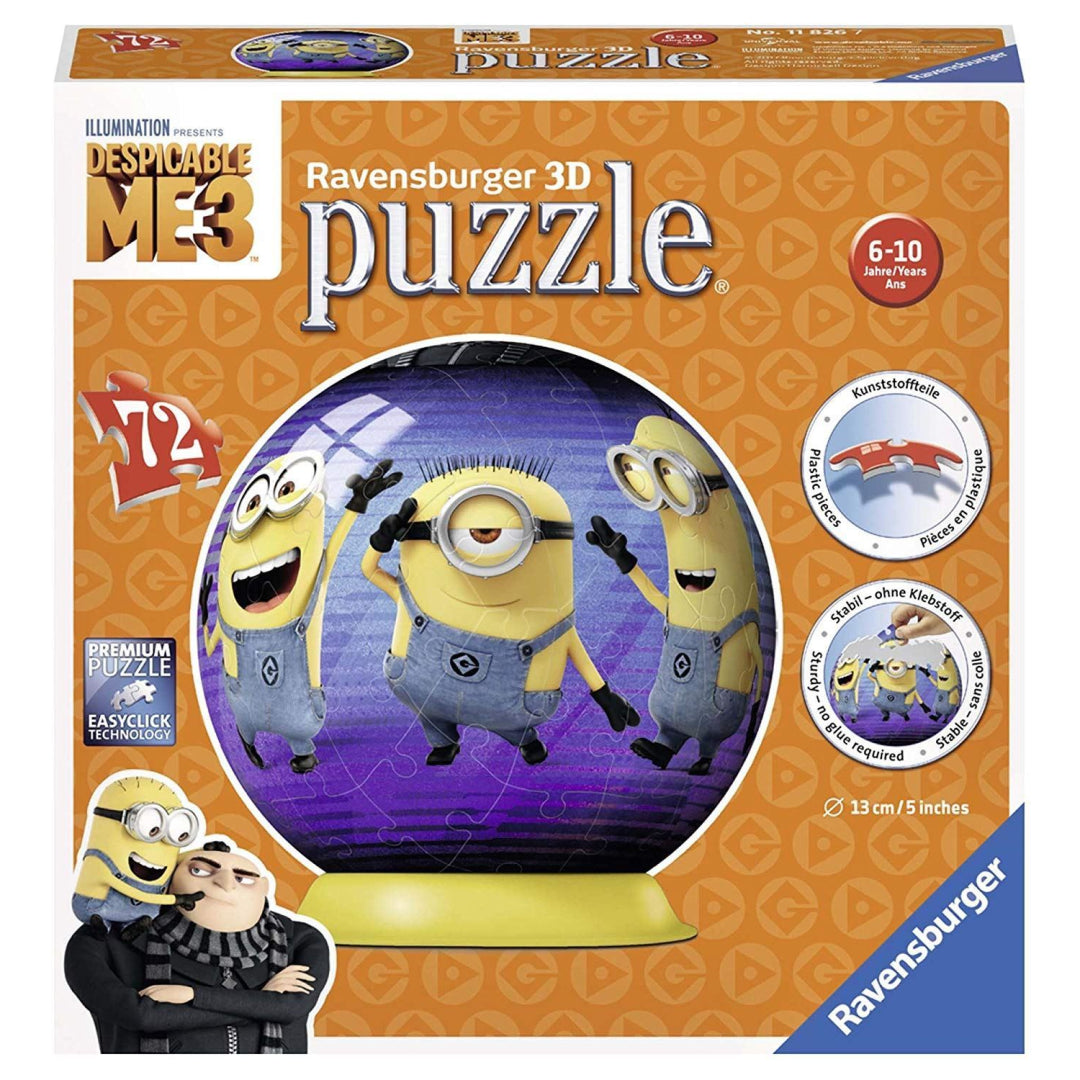 Ravensburger 11826 Despicable Me 3 72pc 3D Globe Puzzle Toy - Maqio