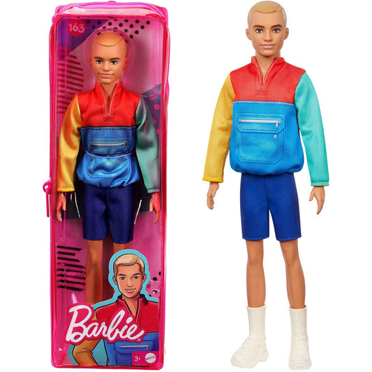 Barbie Ken Fashionistas Doll Blonde Hair Jacket Blue Shorts & White Boots - Maqio