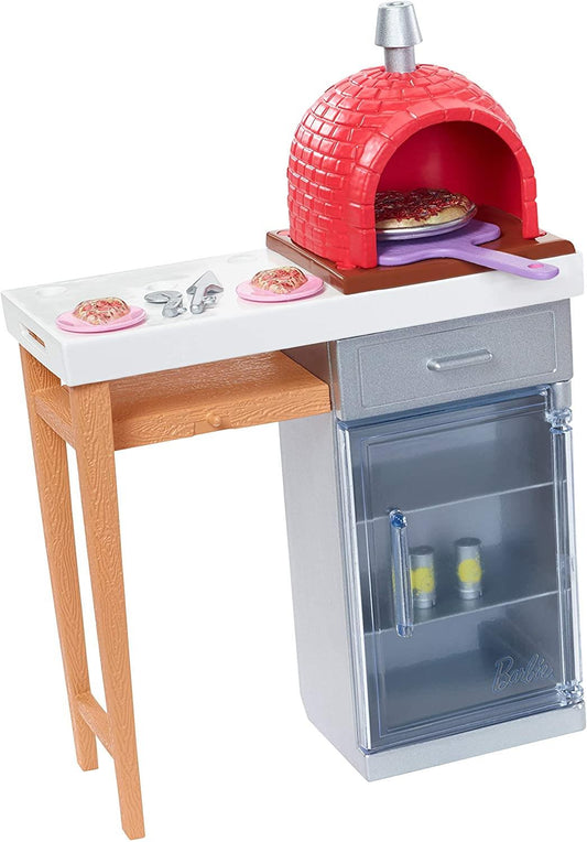 Barbie FXG39 Outdoor Furniture Set, Brick Pizza Oven (FXG37) - Maqio