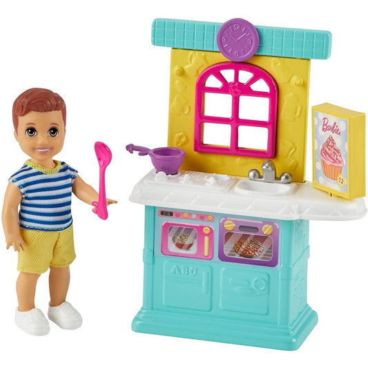 Barbie Skipper Babysitters Inc. Boy Toddler Doll & Kitchen Playset - Maqio