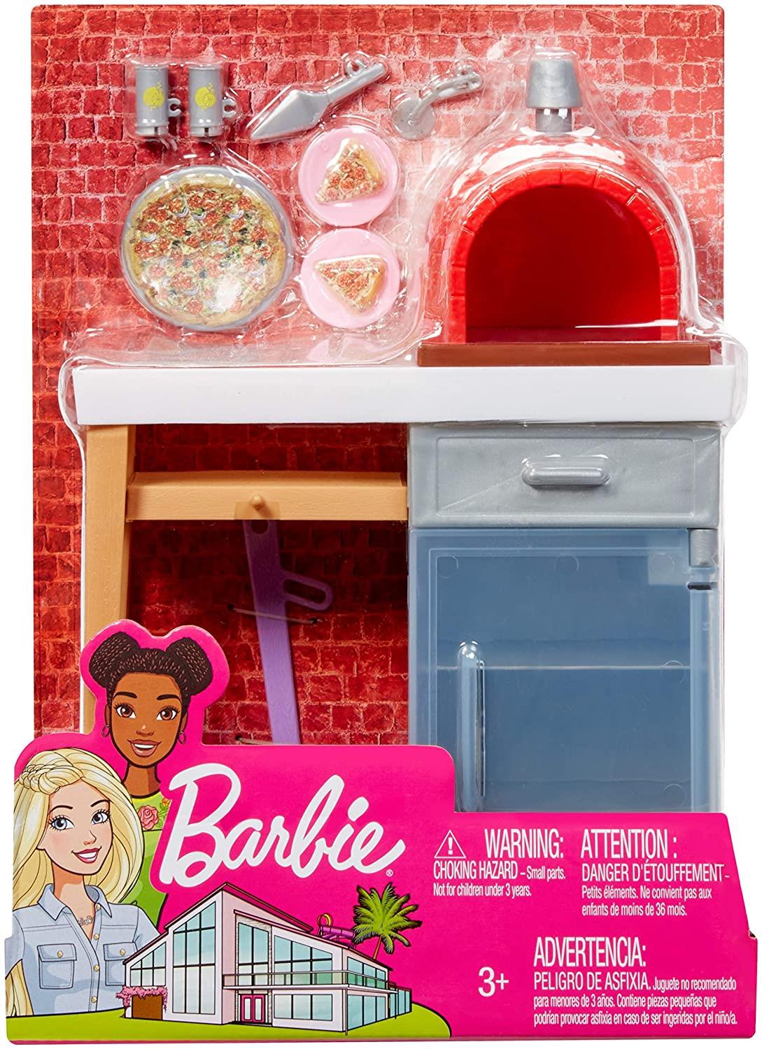 Barbie FXG39 Outdoor Furniture Set, Brick Pizza Oven (FXG37) - Maqio